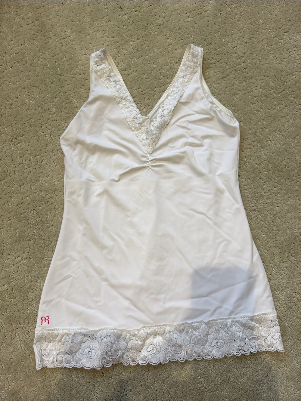 Ruby Ribbon White Lace-Trim Slip Tank